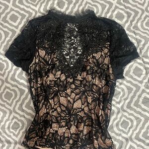 Elegant Black Lace Women's Top